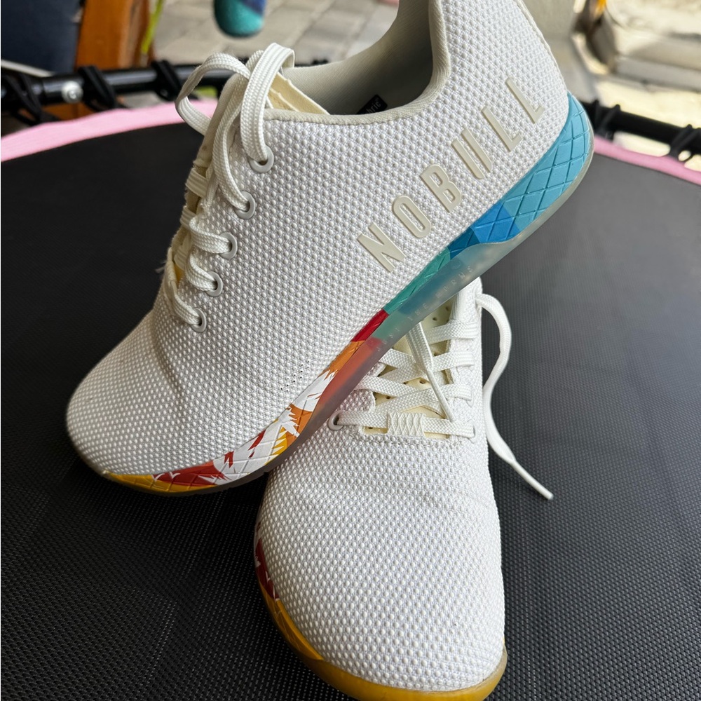 NOBULL White Trainers with Multicolor Accents